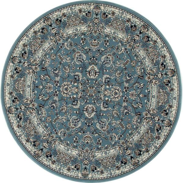 Art Carpet 5 Ft. Kensington Collection Timeless Woven Round Area Rug, Medium Blue 841864104550